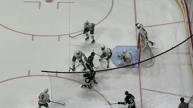 Edina and Chanhassen in action during the first period of the Class 2A state championship game on Saturday, March 9, 2024, at Xcel Energy Center in St. Paul, Minn.
